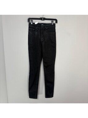 Good American Good Legs Coated Jeans Womens 0/25 Black High Rise Skinny Denim